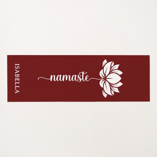 Namaste Lotus Flower Modern Bourgogne Yogamat (Achterkant (horizontaal))