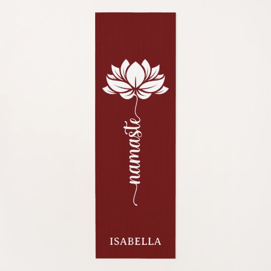 Namaste Lotus Flower Modern Bourgogne Yogamat (Voorkant)
