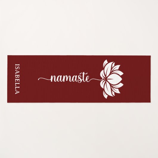 Namaste Lotus Flower Modern Bourgogne Yogamat (Voorkant (horizontaal))
