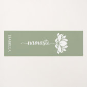 Namaste Lotus Flower Modern Green Custom Name Yogamat (Achterkant (horizontaal))