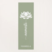 Namaste Lotus Flower Modern Green Custom Name Yogamat (Achterkant)