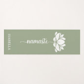 Namaste Lotus Flower Modern Green Custom Name Yogamat (Voorkant (horizontaal))