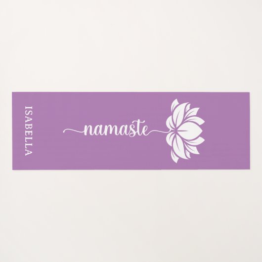 Namaste Lotus Flower Modern Lavender Custom Name Yogamat (Achterkant (horizontaal))