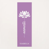 Namaste Lotus Flower Modern Lavender Custom Name Yogamat (Voorkant)
