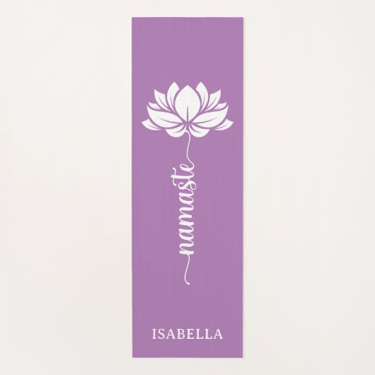 Namaste Lotus Flower Modern Lavender Custom Name Yogamat (Voorkant)