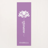 Namaste Lotus Flower Modern Lavender Custom Name Yogamat (Achterkant)