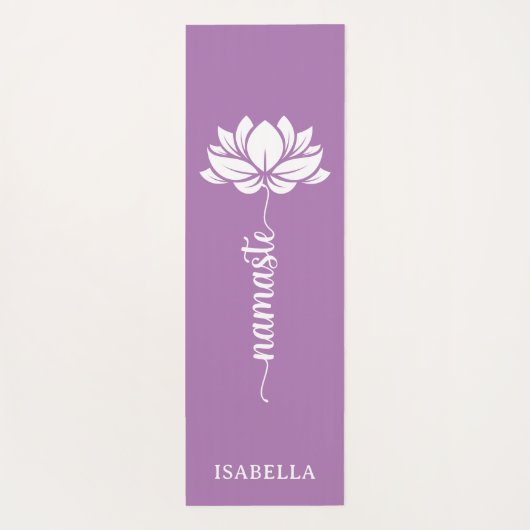 Namaste Lotus Flower Modern Lavender Custom Name Yogamat (Achterkant)