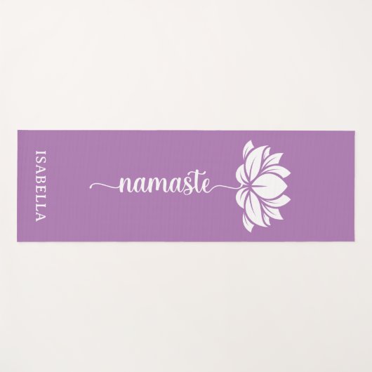 Namaste Lotus Flower Modern Lavender Custom Name Yogamat (Voorkant (horizontaal))
