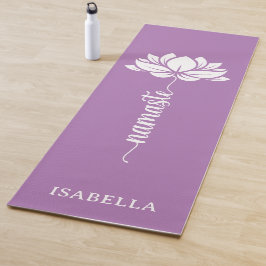 Namaste Lotus Flower Modern Lavender Custom Name Yogamat