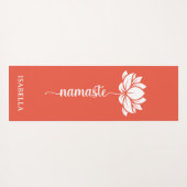 Namaste Lotus Flower Modern Oranje Red Custom Name Yogamat (Achterkant (horizontaal))