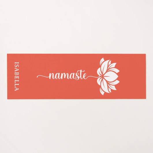 Namaste Lotus Flower Modern Oranje Red Custom Name Yogamat (Achterkant (horizontaal))