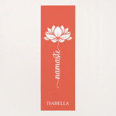 Namaste Lotus Flower Modern Oranje Red Custom Name Yogamat (Achterkant)
