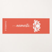 Namaste Lotus Flower Modern Oranje Red Custom Name Yogamat (Voorkant (horizontaal))