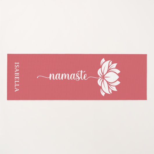 Namaste Lotus Flower Modern Roze Aangepaste naam Yogamat (Voorkant (horizontaal))