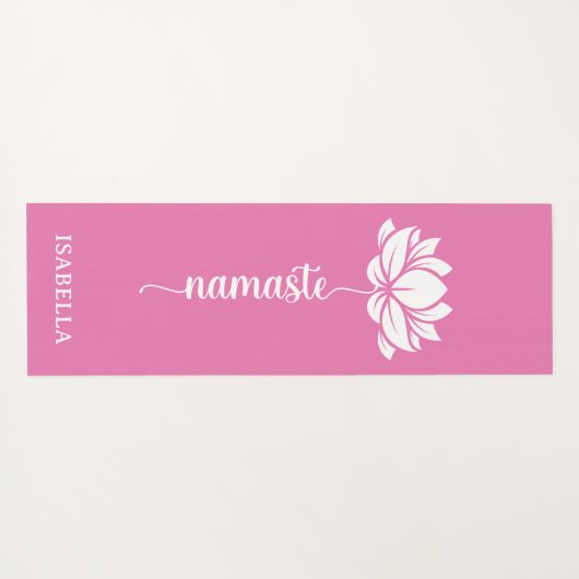 Namaste Lotus Flower Modern Roze Aangepaste naam Yogamat (Achterkant (horizontaal))