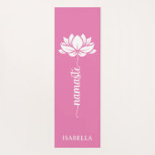 Namaste Lotus Flower Modern Roze Aangepaste naam Yogamat (Achterkant)