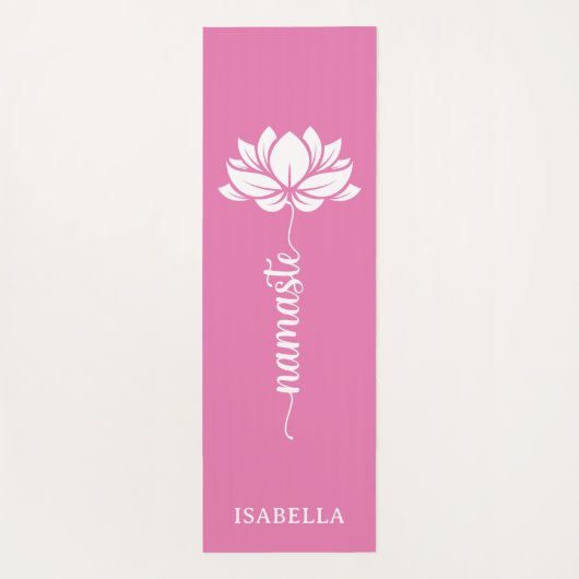 Namaste Lotus Flower Modern Roze Aangepaste naam Yogamat (Achterkant)