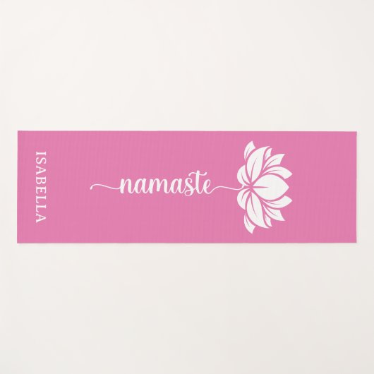 Namaste Lotus Flower Modern Roze Aangepaste naam Yogamat (Voorkant (horizontaal))