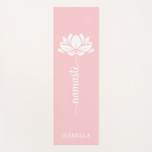 Namaste Lotus Flower Modern Roze Aangepaste naam Yogamat (Voorkant)