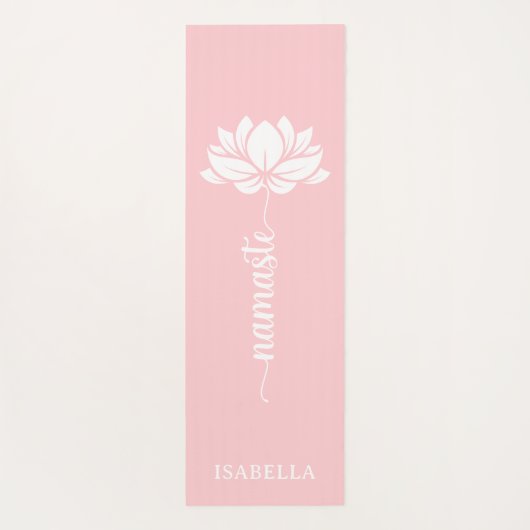 Namaste Lotus Flower Modern Roze Aangepaste naam Yogamat (Achterkant)