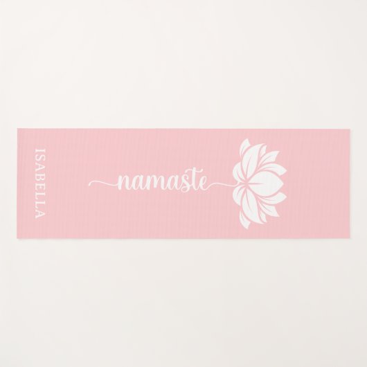 Namaste Lotus Flower Modern Roze Aangepaste naam Yogamat (Voorkant (horizontaal))