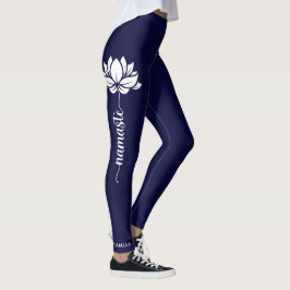 Namaste Lotus Flower Moderne Personalized Name Leggings