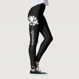 Namaste Lotus Flower Moderne Personalized Name Leggings
