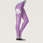 Namaste Lotus Flower Moderne Personalized Name Leggings<br><div class="desc">De Leggings van Namaste Lotus Flower Moderne Personalized Name Sports Fitness Yoga kenmerkt een lotusbloem met de tekst "namaste"in modern hand lettered kalligrafiekmanuscript en gepersonaliseerd met jouw naam. Perfect geschenk voor vrienden en familie voor verjaardag,  Kerstmis,  Moederdag,  beste vrienden,  yoga-liefhebbers,  fitness en sport. Ontworpen door © Evco Studio www.zazzle.com/store/evcostudio</div>