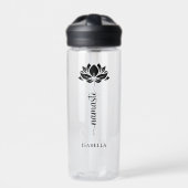 Namaste Lotus Flower Moderne Personalized Name Waterfles (Voorkant)