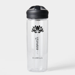 Namaste Lotus Flower Moderne Personalized Name Waterfles