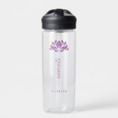 Namaste Lotus Flower Moderne Personalized Name Waterfles (Voorkant)