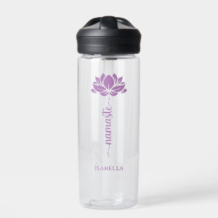 Namaste Lotus Flower Moderne Personalized Name Waterfles