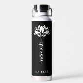 Namaste Lotus Flower Moderne Personalized Name Waterfles (Achterkant)