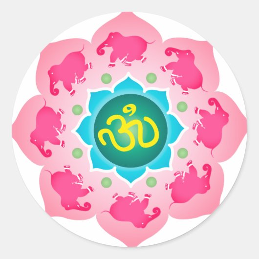 Namaste Lotus Flower Om Yoga Ronde Sticker (Voorkant)