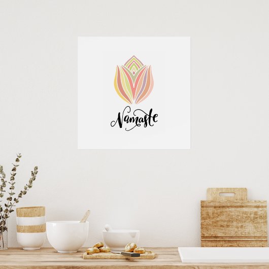 Namaste Lotus Flower Square Poster (Keuken)