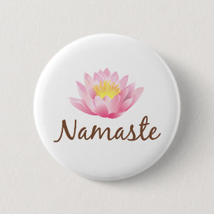 Namaste Lotus Flower Yoga Ronde Button 5,7 Cm