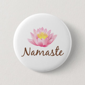 Namaste Lotus Flower Yoga Ronde Button 5,7 Cm