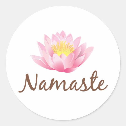 Namaste Lotus Flower Yoga Ronde Sticker (Voorkant)