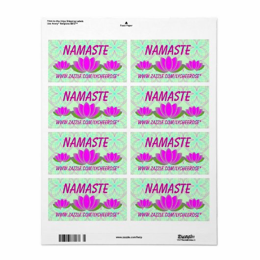 Namaste lotus labels (Full Sheet)