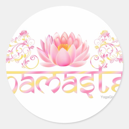 Namaste lotus nieuw ronde sticker (Voorkant)