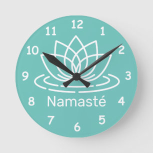 Namasté lotusbloem yoga meditatie wandklok