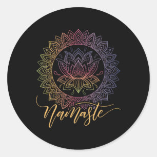 Namaste Mandala Lotus Bloem Yoga Kunst Ronde Sticker