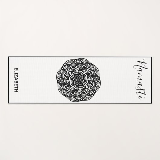 Namaste Mandala Naam Zwart Wit Elegant Yogamat (Voorkant (horizontaal))