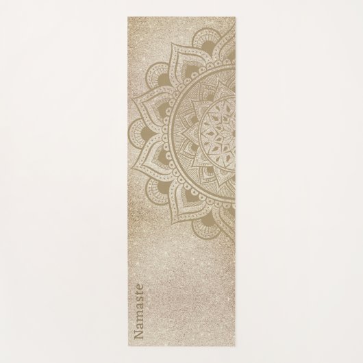 Namaste Mandala Om Gold Glitter Studio Practice Yogamat (Voorkant)