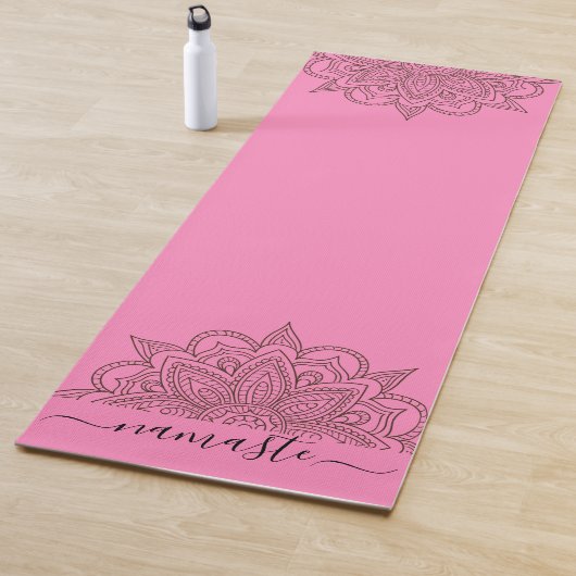 Namaste Mandala Script Pink Yogamat (In situ)
