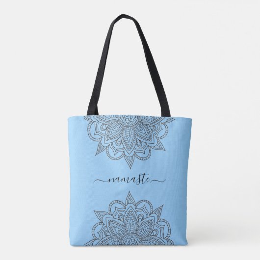 Namaste Mandala Universum Symbool blauw Tote Bag (Achterkant)
