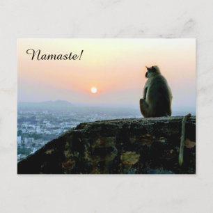 Namaste Meditatie Yoga Aap in India bij zonsonderg Briefkaart