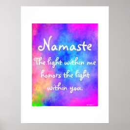 Namaste Meditatie Yoga Heldere Kleurrijke Waterver Poster