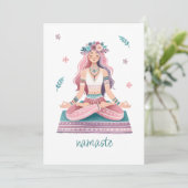 Namaste-meditierende Frau- boho Illustration Kaart (Staand voorkant)