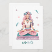 Namaste-meditierende Frau- boho Illustration Kaart (Voorkant / Achterkant)